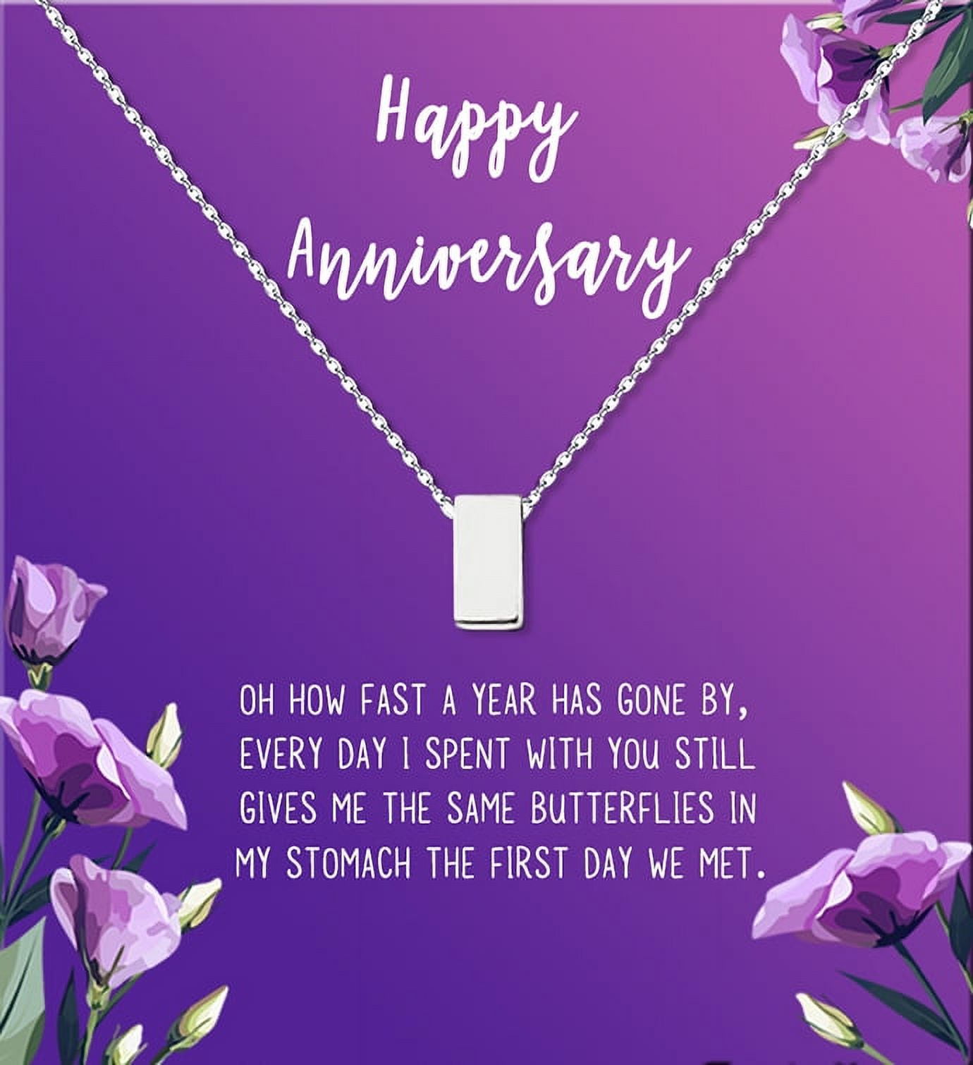 Anavia Happy Anniversary Gift Necklace,Wedding Anniversary Gift for Wife,Express Love Card Jewelry Gift-[Silver Cube, Blue-Purple Gift Card], Women's