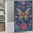 thumbnail image 3 of Ornate Butterfly Cosmic Floral Art Shower Curtain , Enchanted Forest Scenic Bathroom Decor Sets, Waterproof Fabric with Hooks, 3 of 7