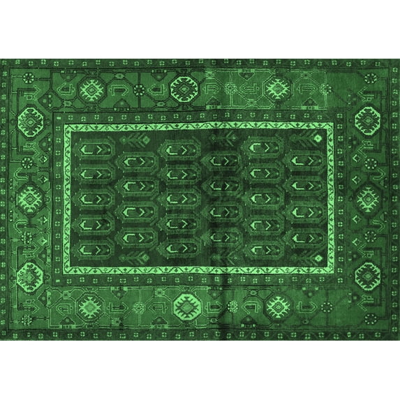 Ahgly Company Indoor Rectangle Persian Emerald Green Traditional Area Rugs, 7' x 10'