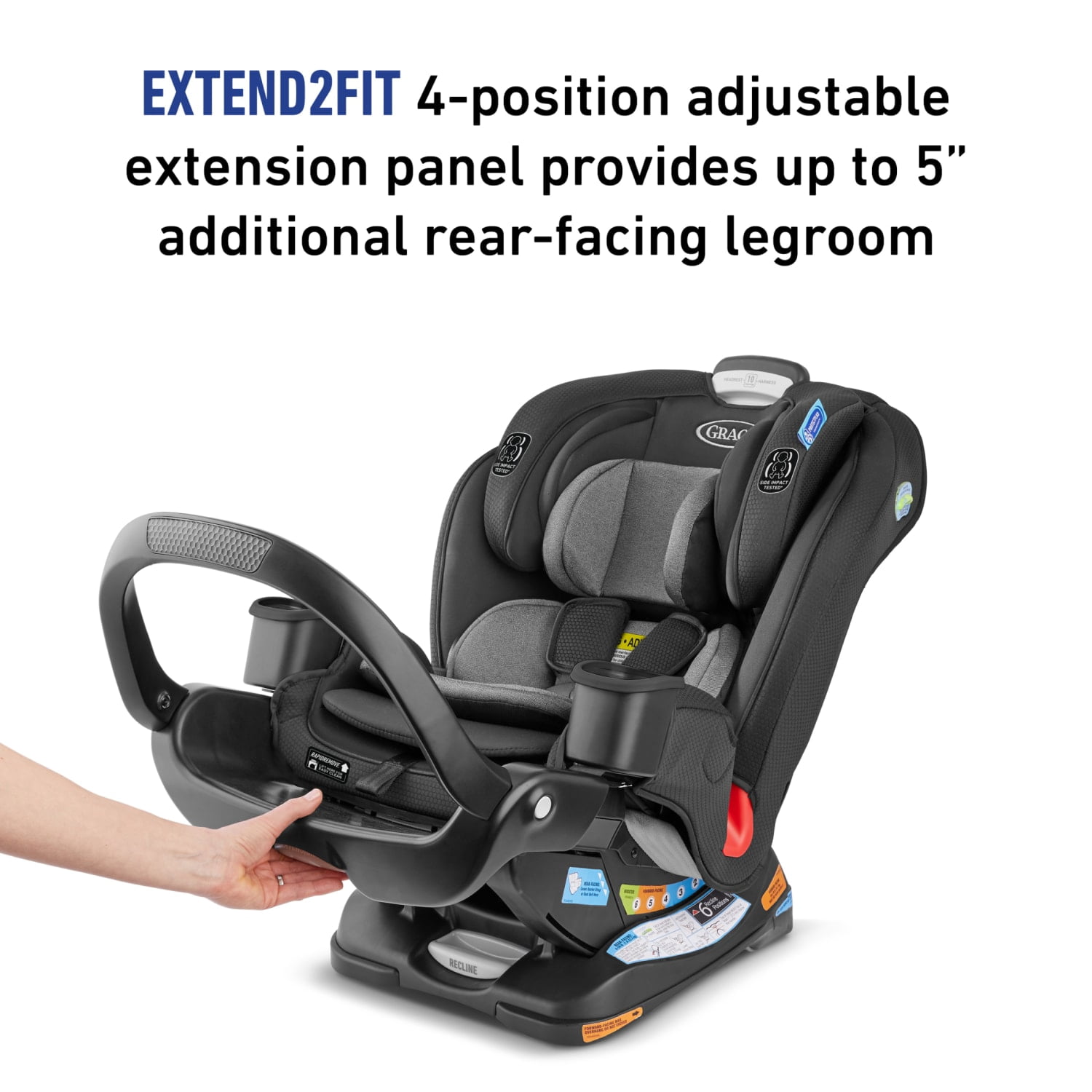 Graco Extend2Fit 3-in-1 Convertible Infant Toddler Car Seat featuring Anti-Rebound Bar, Prescott, 1 Count