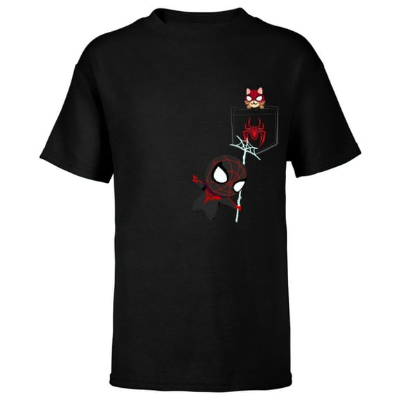 Marvel Spider-Man Miles Morales Game Spider-Cat Standard - Short Sleeve T-Shirt for Kids - Customized-Black