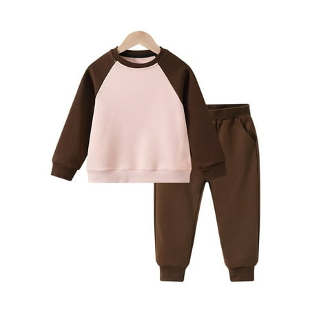 

Esaierr Baby Boys Girls Sweatshirt and Trousers 2 Piece Set Pullover Sweater Suit Outfit for Teen Kids School Casual Color Collision Tracksuit Spring Fall Clothes 1-15Y