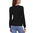 thumbnail image 3 of INSPIRE CHIC Camisetas de manga larga para mujer, otoño invierno, con cuello redondo, ajustadas, básicas, color negro, 3 of 6