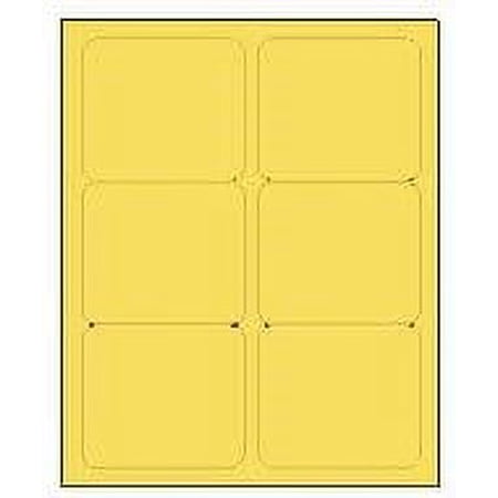 4" x 3 1/3" Pastel Yellow Labels for Laser / Inkjet Printers, 6 Labels Per Sheet (8.5" x 11") - Pack of 100 Sheets (600 Labels)