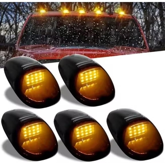 Solar Powered Wireless No Drill Truck Cab Roof LED with Motion Vibration Sensor IP67 Waterproof Roof Lights, Cab Marker Lights for Truck