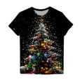 thumbnail image 4 of Women's Christmas Shirts Funny Christmas Tree Print Tee Shirts Crew Neck Top Short Sleeve Pullover Sweater Blouses Side Split Christmas Tops, 4 of 4