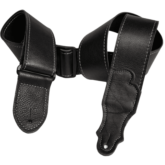 Franklin 2" Deluxe 60 Black Leather Strap, Silver Stitching