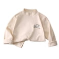 thumbnail image 3 of Falkdiz Girls Long Sleeve Shirts Warm Basic Soft Tops Outdoor Winter School Crew Neck Pullover for Girls Cute Graphic , Beige , Size: 2-3 Years, 3 of 6