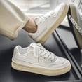 thumbnail image 4 of Men'S 2026 Chunky Minimalist White Sneakers with Lightweight Design, Unisex-Inspired, Suitable | Low-Top Casual Shoes  for Daily & Casual Wear, All-Season, & Microfiber Upper, Rubber Sole, EVA Insole, 4 of 5