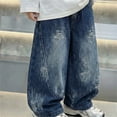 thumbnail image 6 of JIAYUE Boys Casual Denim Pants Distressed Wide Leg Classic Loose Pocket Floor-Length Trousers Comfortable Spring Autumn Wear Versatile Jeans For Kids, 6 of 6