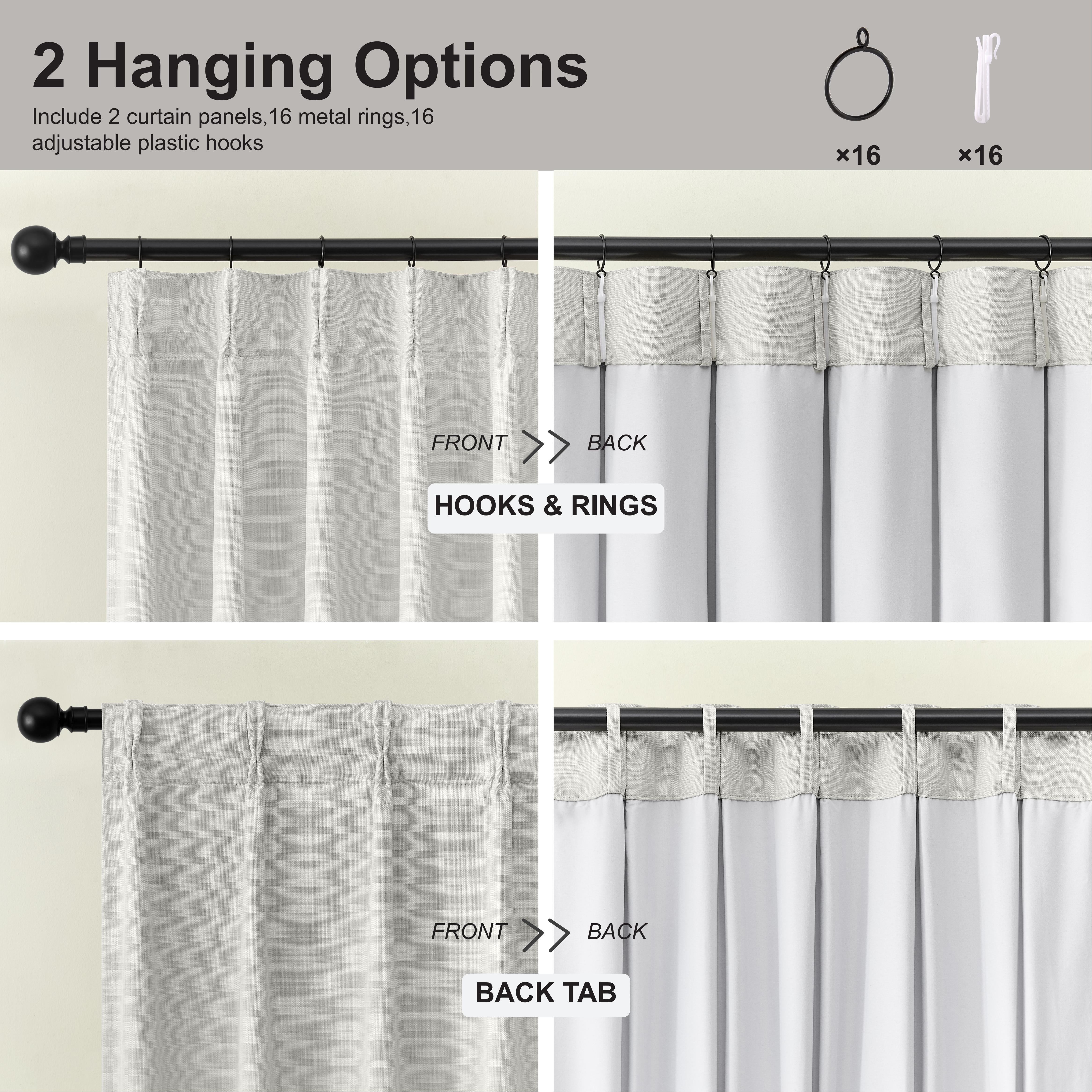 Muuphra Modern Natural White Full Blackout Pinch Pleated Curtains for Bedroom Living Room,2 Panels,40"×63"