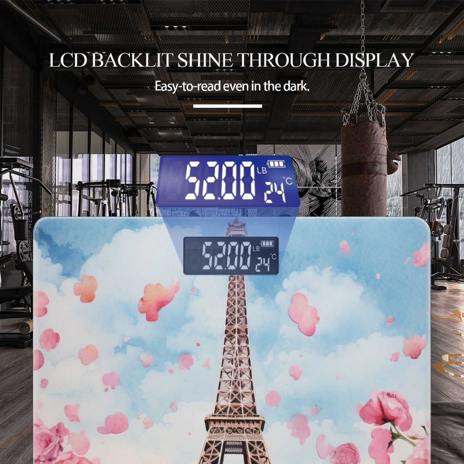 Bathroom Scale, Highly Accurate Digital Body Scale,Precisely Measures Weight up to 400 lbs-Watercolor Painting Of The Eiffel Tower In Paris