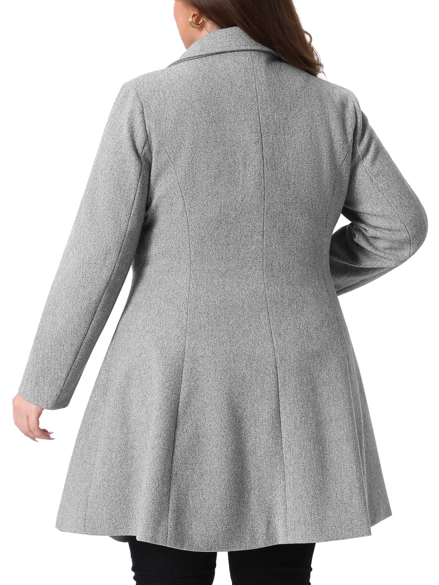 DARING DIVA Women's Plus Size Notch Lapel Double Breasted A Line Peacoat 4X Gray