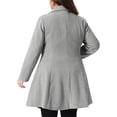thumbnail image 4 of DARING DIVA Women's Plus Size Notch Lapel Double Breasted A Line Peacoat 4X Gray, 4 of 6