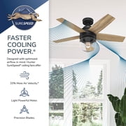 Hunter 44 inch Indoor Ceiling Fan with LED Light and Remote Control - Black Ceiling Fan, Standard Mount, 5 Blades, For Bedroom, Living Room, or Kitchen, Quiet - Margo 52289, Matte Black
