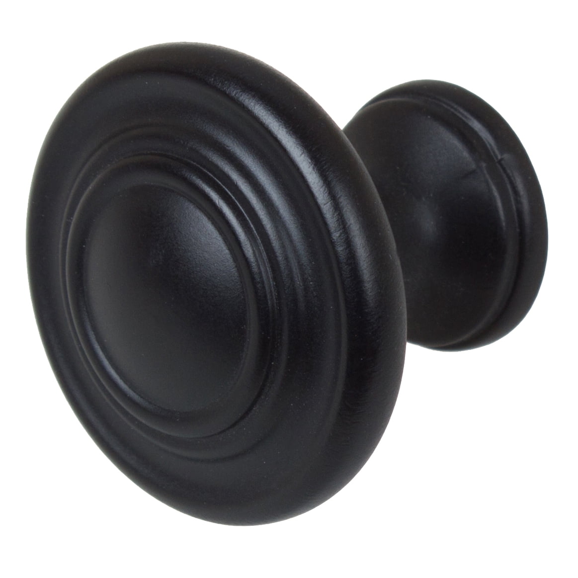 GlideRite 1.25 in. Classic Round Ring Cabinet Knobs, Matte Black, Pack of 10