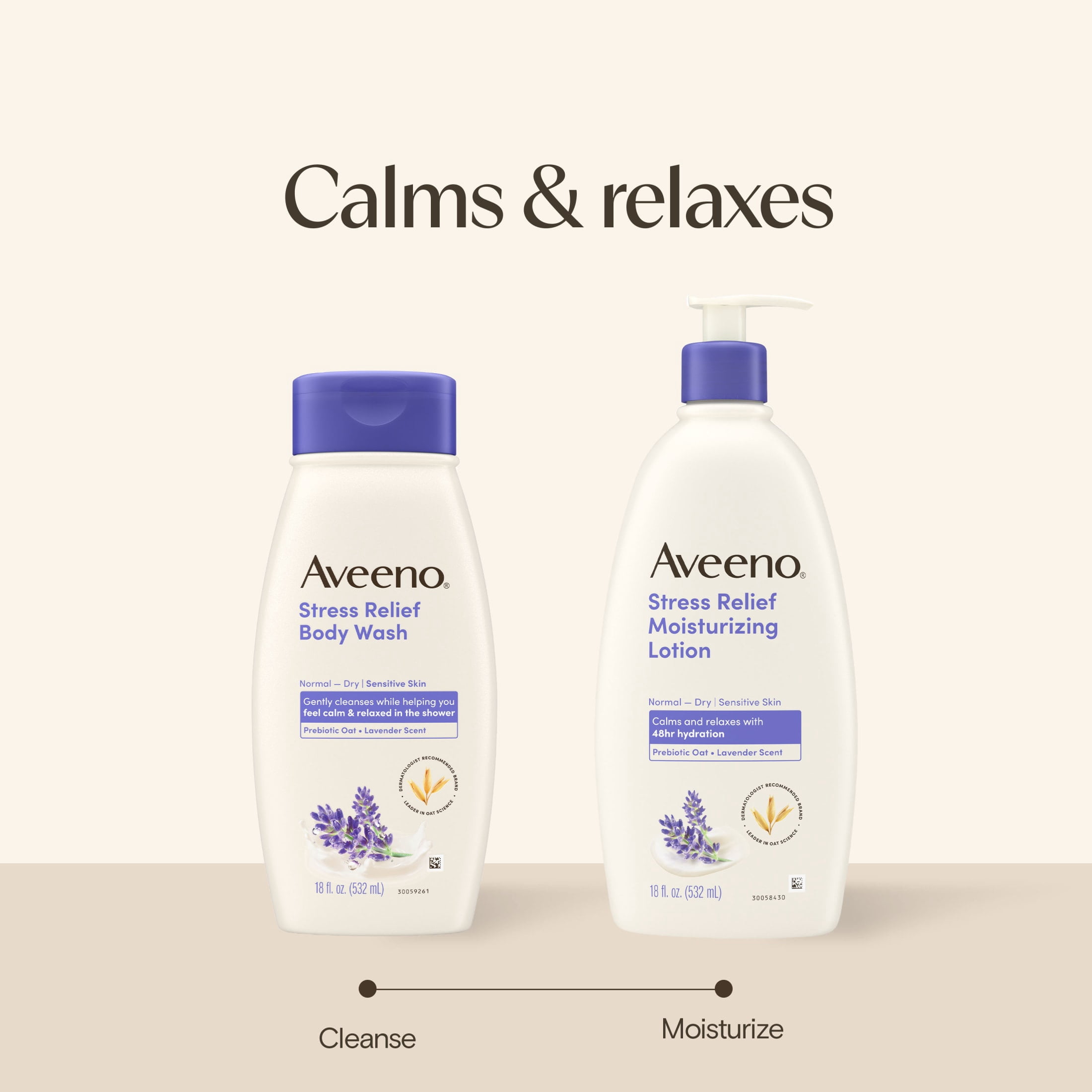 Aveeno Stress Relief Body Lotion, Lavender Scent, 18 Fl oz