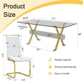 thumbnail image 4 of Table & Chair Set: Elegant Transparent Tempered Glass Dining Set - 71"x35.4" + 8 White PU Chairs with Golden C-Tube Metal Legs, 4 of 9