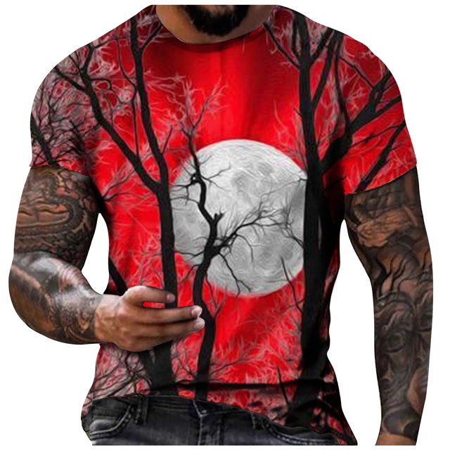 Cameland T-Shirt à Manches Courtes pour Hommes, Mode Décontractée, Col Rond, Imprimé