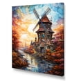 thumbnail image 2 of Designart "Sunset Glow at Windmill Coastal Retreat II" Architecture Canvas Wall Art - Industrial Blue Wind Turbines Bedroom Canvas Wall Art, 2 of 6