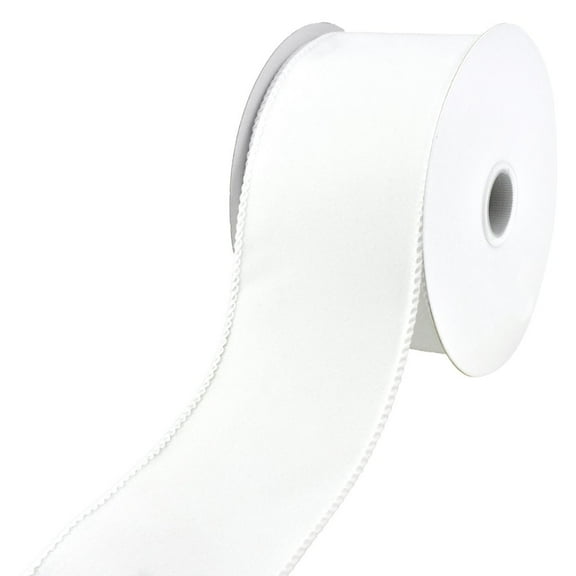 Christmas Royal Velvet Solid Wired Ribbon, 2-1/2-Inch, 10-Yard - White
