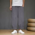 thumbnail image 4 of Gamivast Y2K Pants Men Cropped Baggy Wide Leg Pants with Pockets Beach Travel Drawstring Elastic Waist Trousers Beach Travel Drawstring Elastic Waist Trousers, 4 of 4