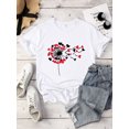 thumbnail image 3 of QAFOPEH Women Dandelion Love Heart Printed Crewneck Short Sleeve Top, 3 of 7