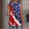thumbnail image 5 of 250th Anniversary Shirts for Women Stars and Stripes Print Botton Down Scoop Neck Sleeveless Cami Tops Patriotic Soft Summer Daily Wear Tops,M,#01 Red, 5 of 5