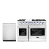 Cosmo 2 Piece Kitchen Appliance Packagess with 48" Freestanding Gas Range Kitchen Stove & 24" Built-in Fully Integrated Dishwasher Kitchen Appliance Bundles