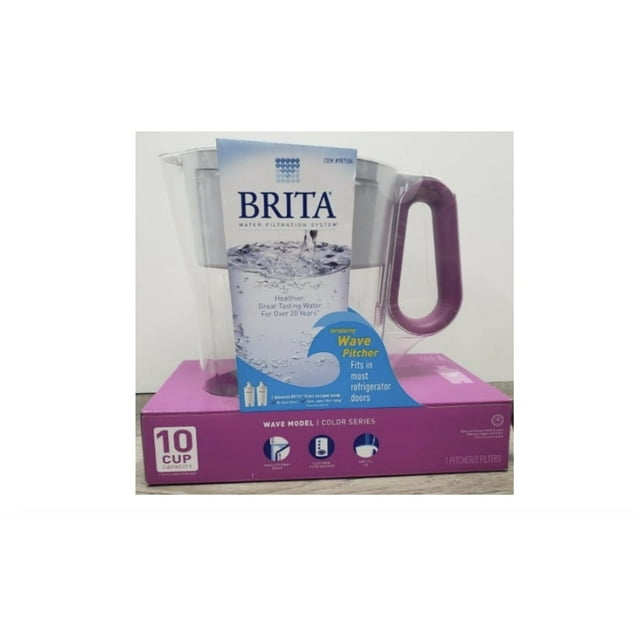Jarra de agua Brita Wave de 10 tazas con 2 filtros, color gris y blanco