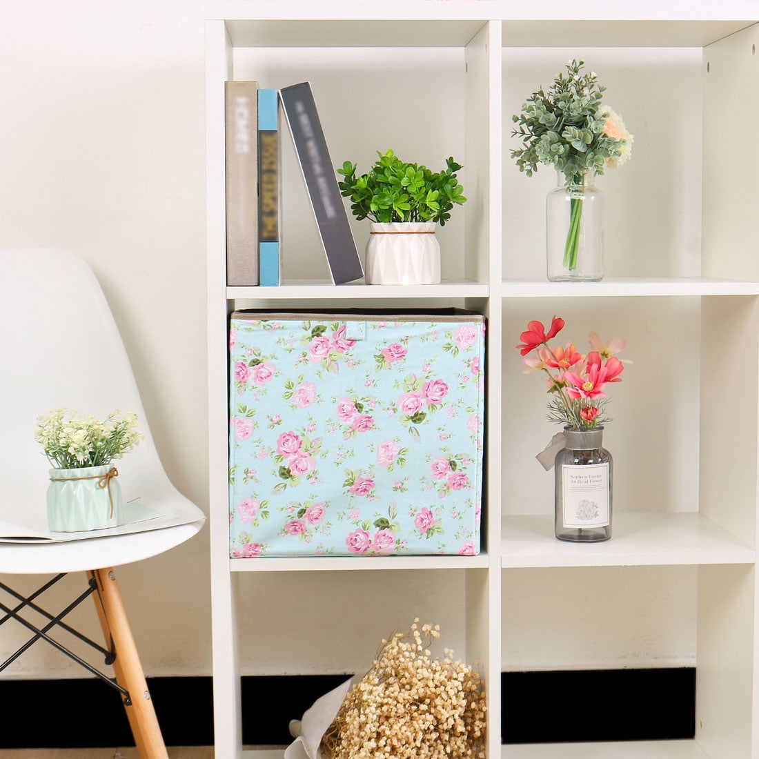 Storage Bin Cube Fabric Basket Organizer Box for Closet Floral 13 Inch