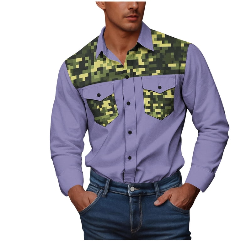 mens military style dress shirt Mens Military Shirts Clothes Long Sleeve Pockets Army Cotton Casual Shirts  Tops