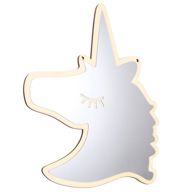 GOOHOCHY 1pc Unicorn Shape Acrílico Espejo decorativo Etiqueta de la pared Calcomanía para habitación de niños