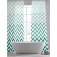 thumbnail image 5 of Teal Chevron Sheer Curtains 96 Inch Length 2 Panels Set, Ombre Geometric Ocean Wave V-shaped Voile Window Treatment Semi Sheer Long Curtains Drapes for Bedroom/Living Room/Kitchen 52"x96"x2, 5 of 7