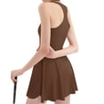 thumbnail image 4 of Womens Athletic Tennis Dress with Shorts Cut Out Racerback One Piece Golf Tank Rompers Workout Summer Clothes 2024 (XXL, Coffee), 4 of 7