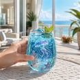 thumbnail image 5 of Sea Jellyfish Stemless Wine Glass, 17oz Coastal Drinkware - Hand-Blown Glass Tumbler, Unique Sea Beach Themed Gift - Birthday & Housewarming Decor (1PC), 5 of 8