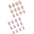 thumbnail image 2 of Press On Nails, Medium Square Glitter French False Nails With Artificial Gem Design, Reusable Glossy Fake Nails For Women, 2 of 4