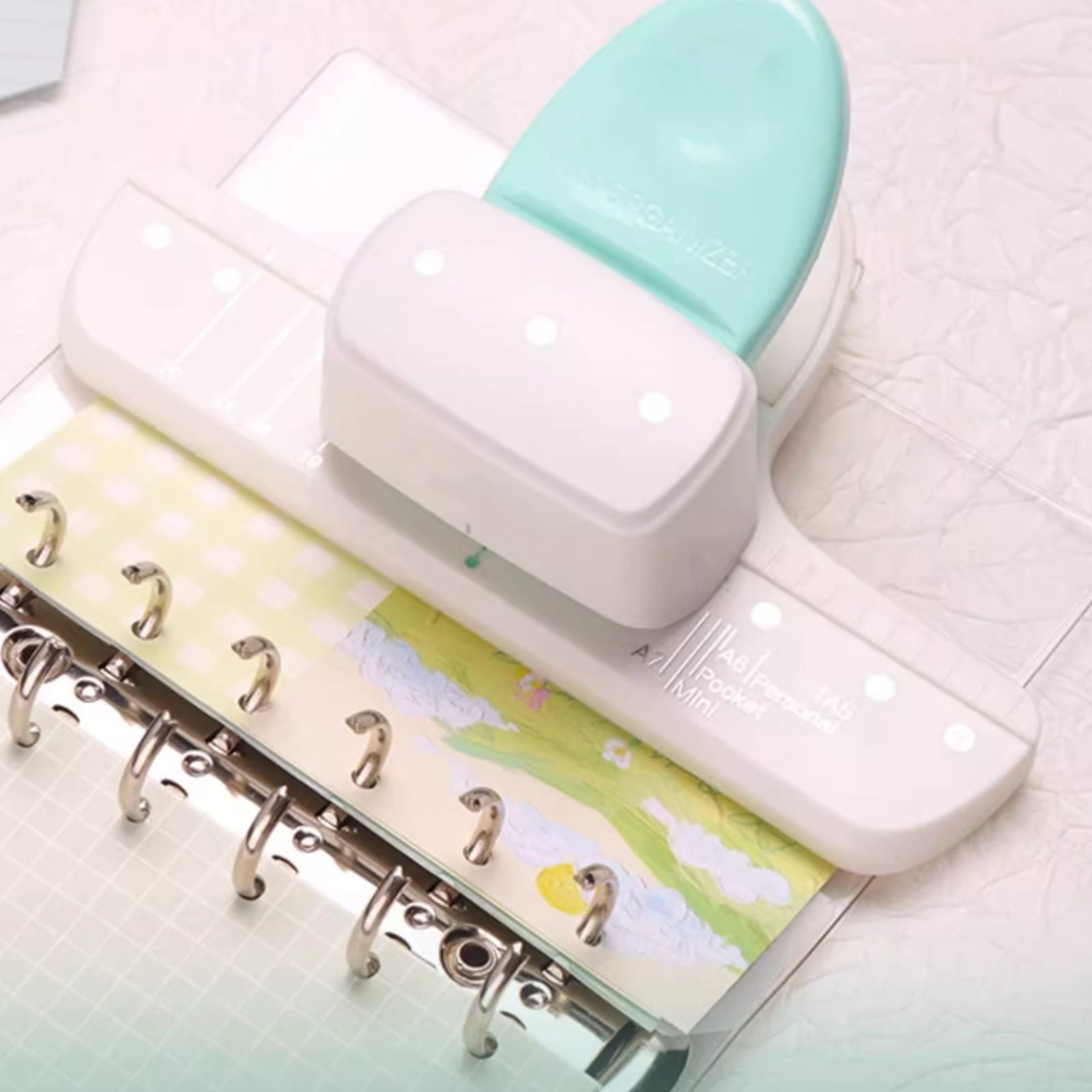 RUISINERY 3 Hole Paper Puncher 4mm Round Hole Puncher with Alignment Scale 8 Sheets Capacity for Binder Notebook Journal Planner