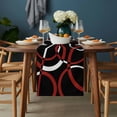 thumbnail image 2 of Red Geometric Table Runner - 48 Inch Long, Kitchen Dining Table Runner Dresser Scarves, Vintage Abstract Stripes Aesthetic Art Farmhouse Decor for Coffee Tables Wedding Party Banquet, 2 of 8