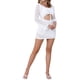 thumbnail image 2 of INSPIRAR CHIC Traje de baño para mujeres, cubre baño de ganchillo, traje de baño de verano, vestido mini de playa de malla con huecos, M Blanco, 2 of 6