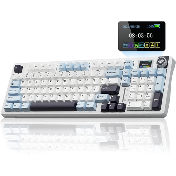 Restored AULA S98 Pro Wireless Mechanical Keyboard,Smart Screen & Knob,Tri-Mode BT5.0/USB-C/2.4GHz Creamy Keyboard,Pre-lubed Linear Switches RGB Backlit Computer Gaming Keyboards (Refurbished)