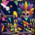 thumbnail image 4 of Golden Mask Mardi Gras Banner Green Yellow Feathers Carnival Display Colorful Balloons Triangular Flags Festival Backdrop for Mardi Gras Party Carnival Celebration Masquerade Ball, 4 of 9