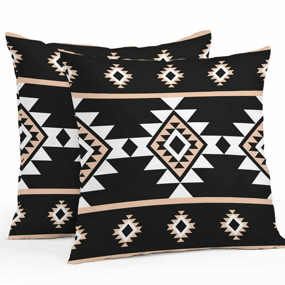 Waterproof Throw Pillow Covers Set of 2, 26x26 Inch Black White Boho Decorative Pillowcases Outdoor Pillow Slip Cushion Covers Set for Couch Tent Modern Western Aztec Abstract Geometric