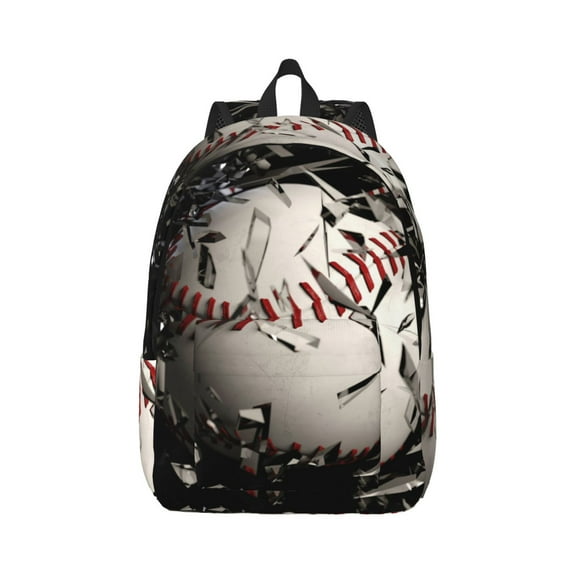 Naloa Baseball Breaking Glass Canvas Backpack for Men Women Rucksack Casual Travel Daypack College Tote Satchel Bookbag for Teens-Small