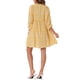 thumbnail image 3 of Vestido Casual Mini con Volantes de Manga 3/4 en V Floral para Mujeres XL Amarillo, 3 of 6