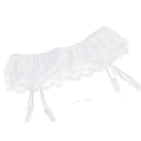 

Shiusina Women Lace Perspective Thigh-Highs Garter Belt Suspender White One size