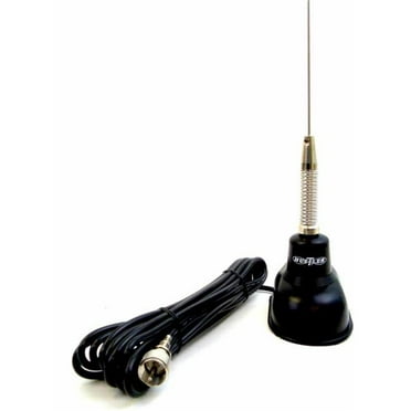 44 in. Trunk Lip Mount CB Antenna with Spring 17 ft. Cable, Black