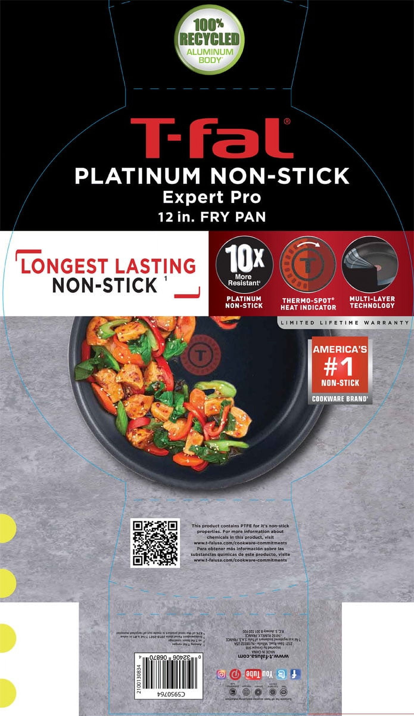 T-fal Expert Pro Platinum Non-Stick 12" Frypan, Black