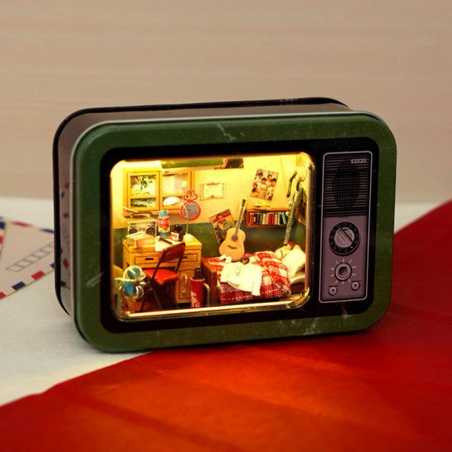 Juego De Casa De Muñecas Casa de muñecas de madera 3D Miniatura Vintage Arquitectónica Mini Caja Kit de teatro para niños