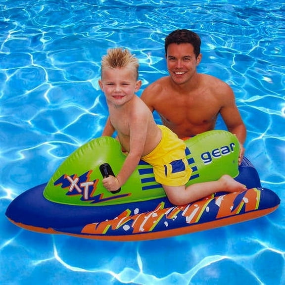Sunco Vinyl Inflatable Ski Mobile Pool Float, Multicolor